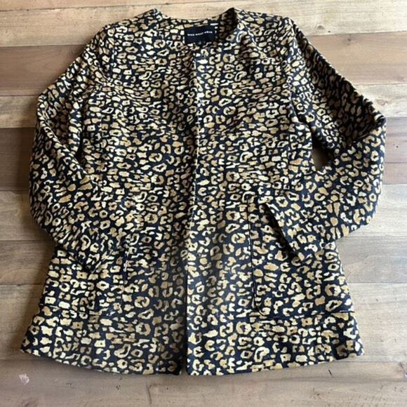 Who What Were leopard all over print long blazer jacket women's S - Picture 1 of 7
